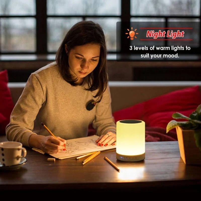 Tragbarer drahtloser Bluetooth-Lautsprecher, Mini-Player, Touch-Pat-Licht, buntes LED-Nachtlicht, Nachttischlampe für besseren Schlaf