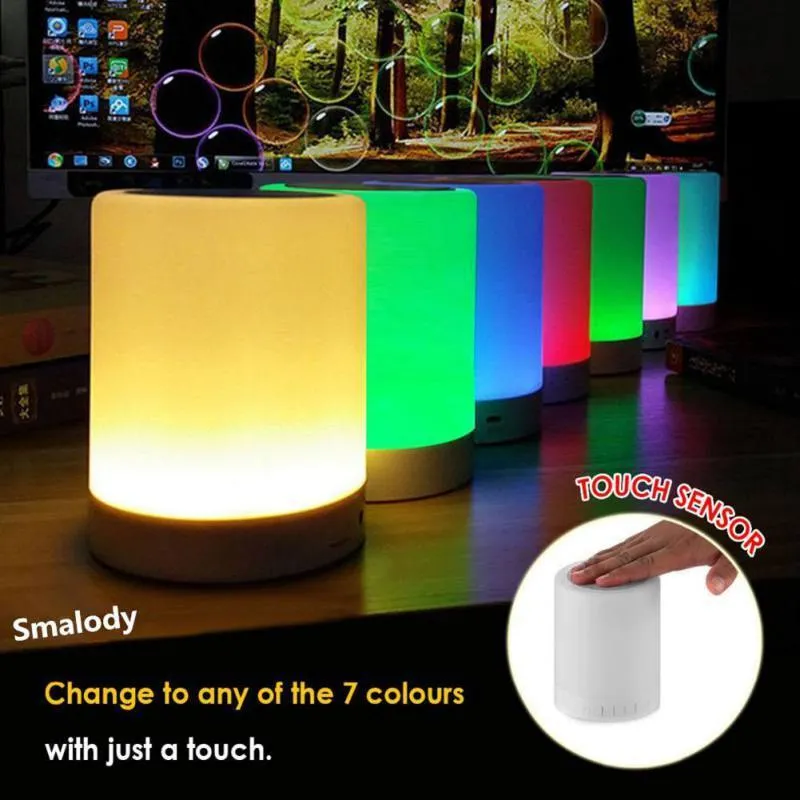 Tragbarer drahtloser Bluetooth-Lautsprecher, Mini-Player, Touch-Pat-Licht, buntes LED-Nachtlicht, Nachttischlampe für besseren Schlaf