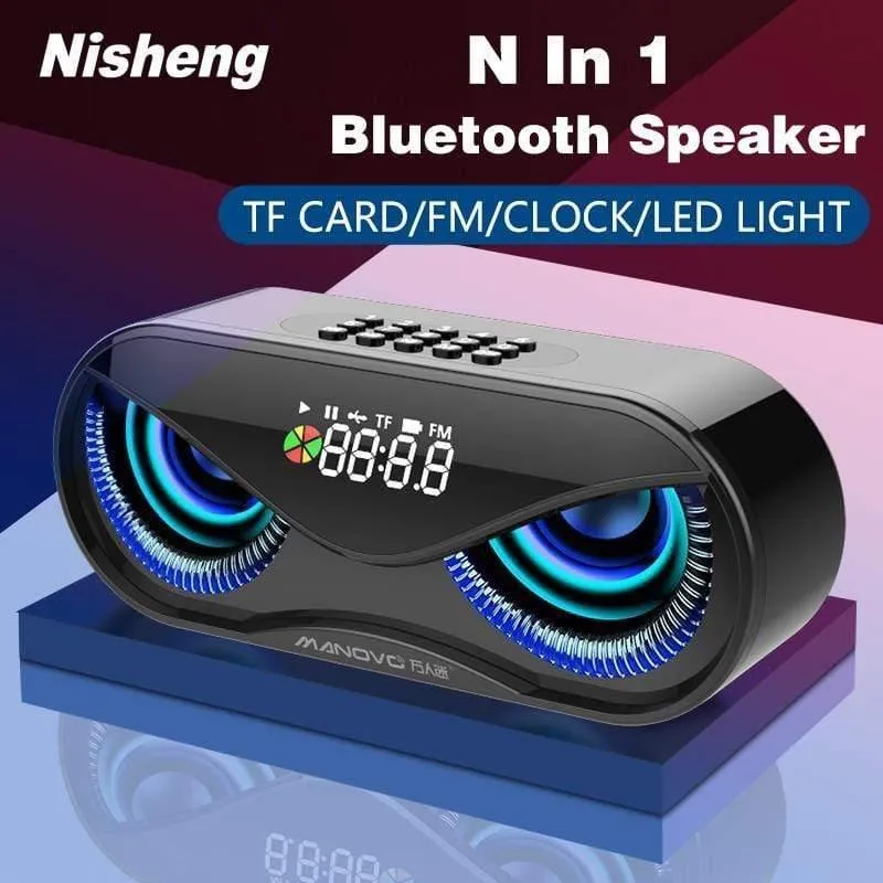M6 Cool Owl Design Bluetooth-Lautsprecher LED-Blitz Drahtloser Lautsprecher FM-Radio Wecker TF-Kartenunterstützung Songs nach Nummer auswählen (schwarz)