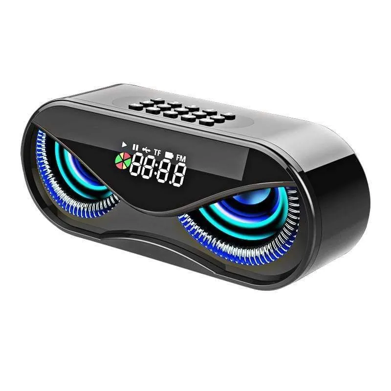 M6 Cool Owl Design Bluetooth-Lautsprecher LED-Blitz Drahtloser Lautsprecher FM-Radio Wecker TF-Kartenunterstützung Songs nach Nummer auswählen (schwarz)