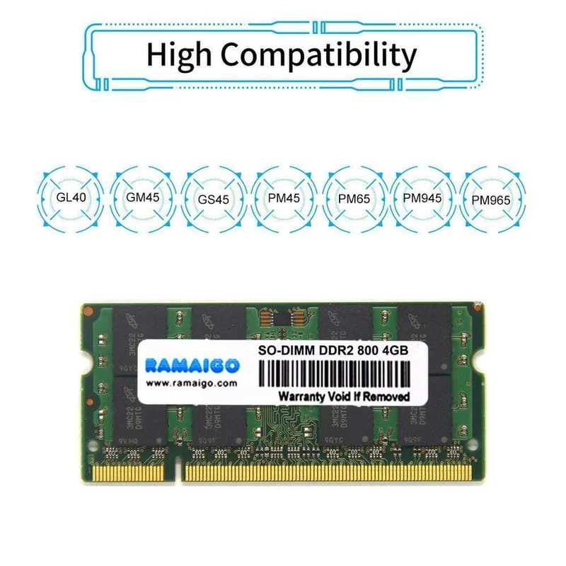 SODIMM 4 GB DDR2 800 MHz RAM DDR2 667 MHz 8 GB 2x4 GB Notebook-Speicher für GL40 GM45 GS45 PM45 PM65 PM945 PM965 Laptop, einzelner DDR2 4 GB