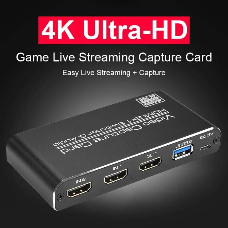 HDMI-kompatibel mit USB3.0 Video Capture Card 4K 60Hz 2x1 Dongle Leichte Spielelemente für Live-Streaming