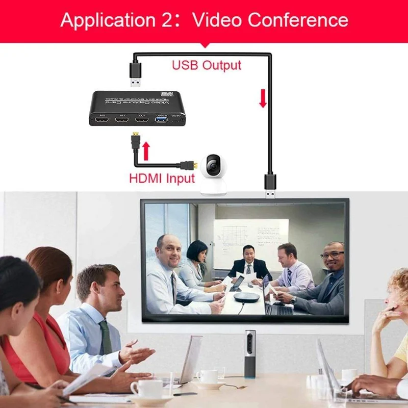 HDMI-kompatibel mit USB3.0 Video Capture Card 4K 60Hz 2x1 Dongle Leichte Spielelemente für Live-Streaming