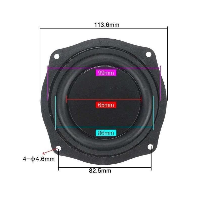GHXAMP Bassstrahler 113 mm Niederfrequenz-Passivstrahler Lautsprecher Vibrationsmembran Gummi für 4 Zoll 5 Zoll Subwoofer-Lautsprecher
