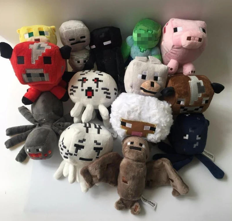 14 Stück / Set Minecrafted World Gefüllte Plüschtiere Puppe Zombie Fledermaus Tintenfisch Mooshroom Enderman Ocelot Schwein Schaf Kinder Geschenke Spielzeug