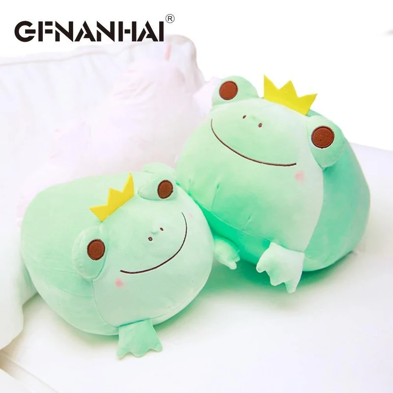 1pc 35cm Nette Die Krone Frosch Plüsch Kissen Gefüllte Unten Baumwolle Kinder Spielzeug Kawaii Lächeln Frosch Puppen Für kinder Geburtstag Geschenk