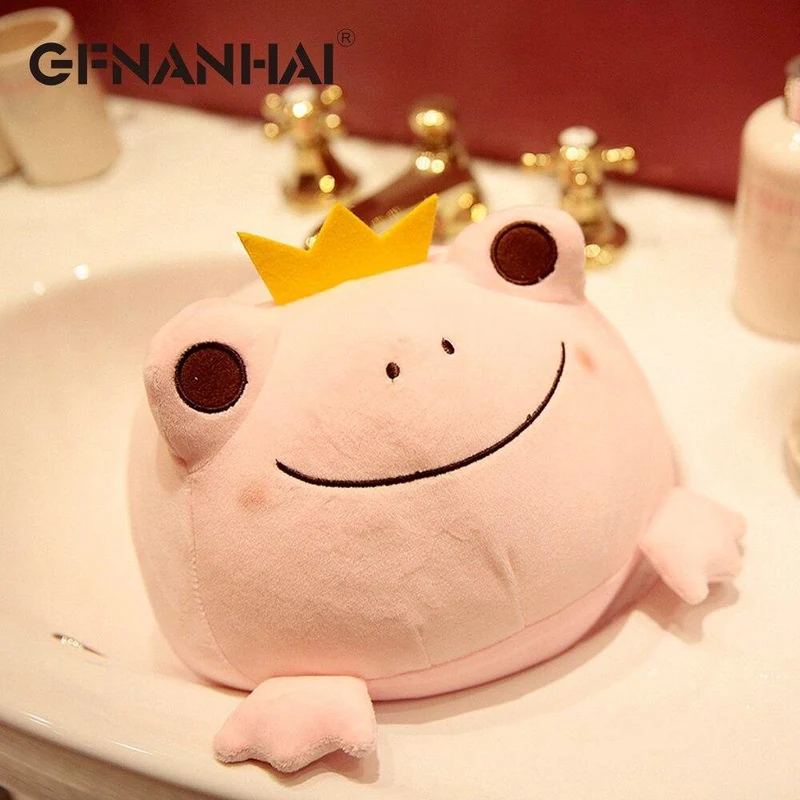 1pc 35cm Nette Die Krone Frosch Plüsch Kissen Gefüllte Unten Baumwolle Kinder Spielzeug Kawaii Lächeln Frosch Puppen Für kinder Geburtstag Geschenk