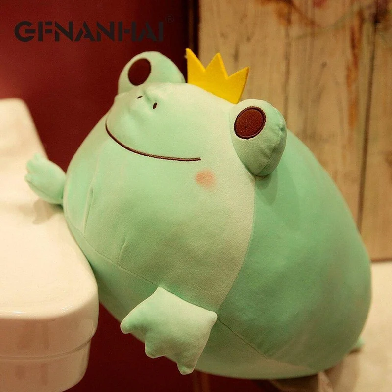 1pc 35cm Nette Die Krone Frosch Plüsch Kissen Gefüllte Unten Baumwolle Kinder Spielzeug Kawaii Lächeln Frosch Puppen Für kinder Geburtstag Geschenk