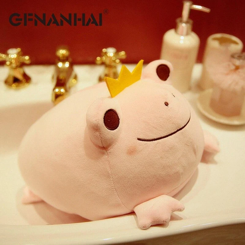 1pc 35cm Nette Die Krone Frosch Plüsch Kissen Gefüllte Unten Baumwolle Kinder Spielzeug Kawaii Lächeln Frosch Puppen Für kinder Geburtstag Geschenk