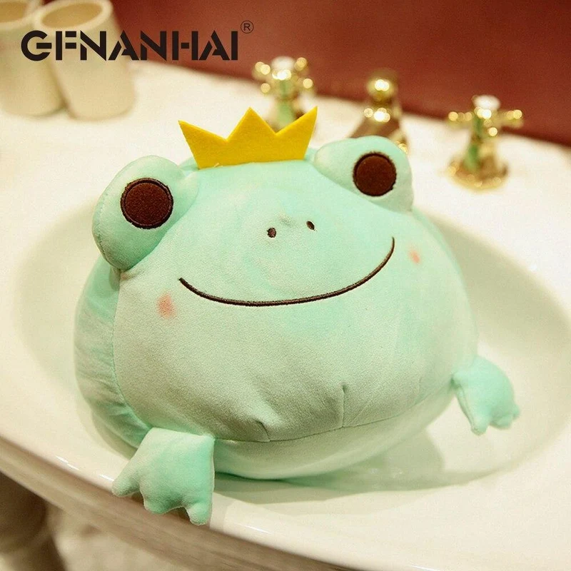 1pc 35cm Nette Die Krone Frosch Plüsch Kissen Gefüllte Unten Baumwolle Kinder Spielzeug Kawaii Lächeln Frosch Puppen Für kinder Geburtstag Geschenk