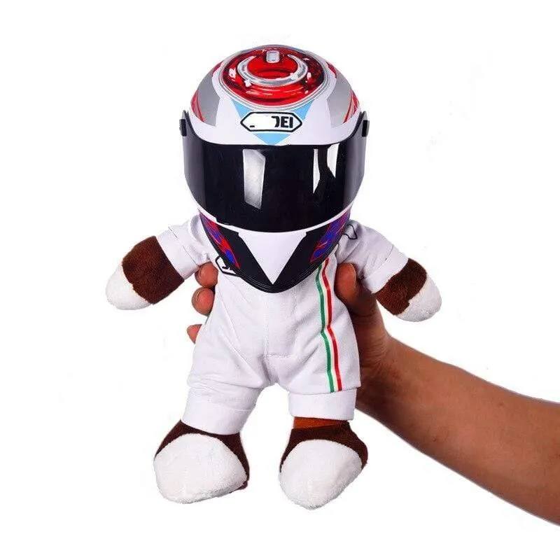 Motorradhelm Racing Bear Doll Toys Tragen Sie eine kleine Helmpuppe Motorradpuppe Motorraddekoration Geschenk für Motorradliebhaber