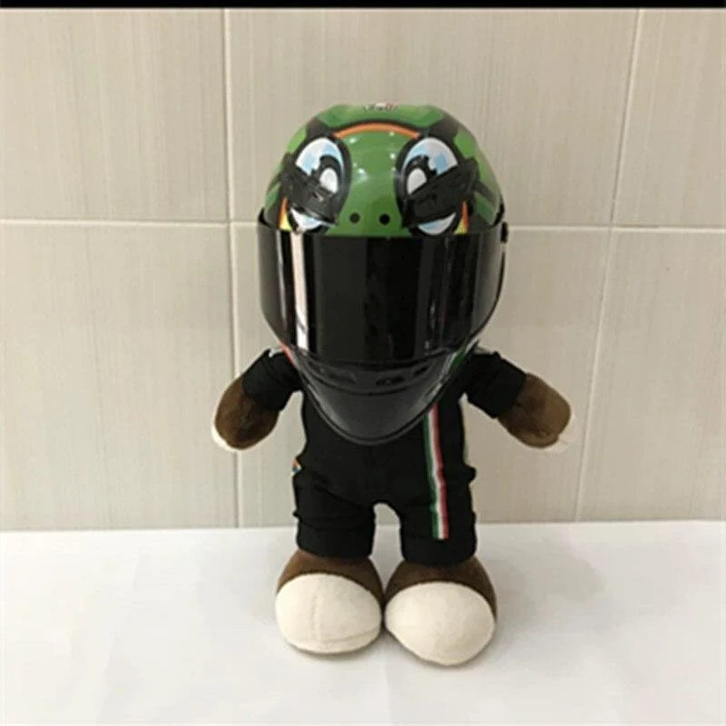 Motorradhelm Racing Bear Doll Toys Tragen Sie eine kleine Helmpuppe Motorradpuppe Motorraddekoration Geschenk für Motorradliebhaber