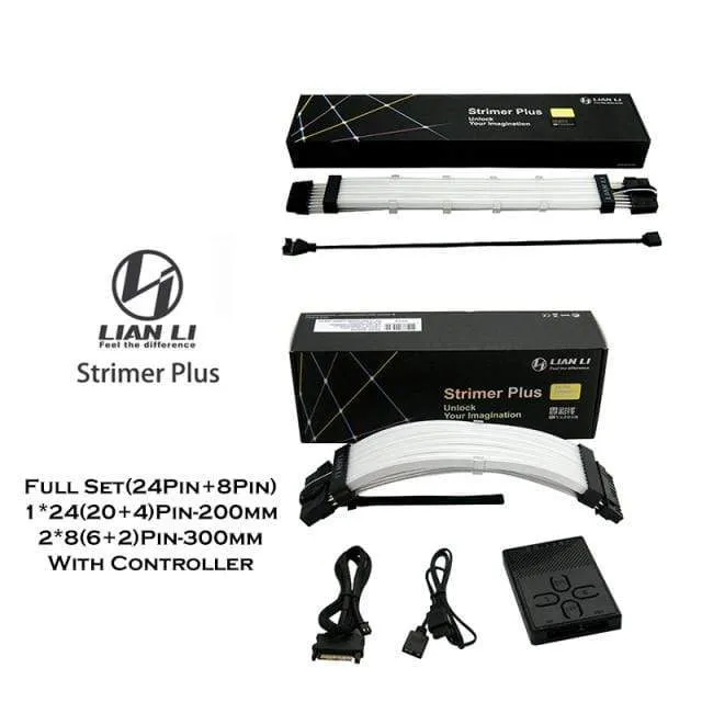 Strimer Plus RGB-Motherboard-Erweiterung ATX 24PIN, GPU-Erweiterung Doppel- / Dreifach 8PIN LIANLI Generation 2 Kabel-PC-Dekoration