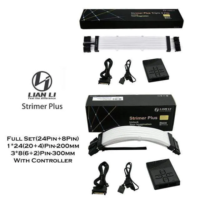 Strimer Plus RGB-Motherboard-Erweiterung ATX 24PIN, GPU-Erweiterung Doppel- / Dreifach 8PIN LIANLI Generation 2 Kabel-PC-Dekoration