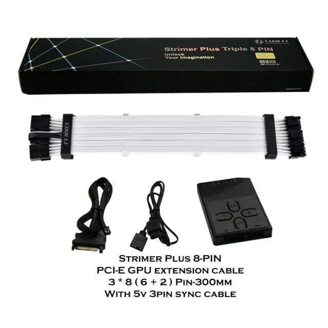 Strimer Plus RGB-Motherboard-Erweiterung ATX 24PIN, GPU-Erweiterung Doppel- / Dreifach 8PIN LIANLI Generation 2 Kabel-PC-Dekoration