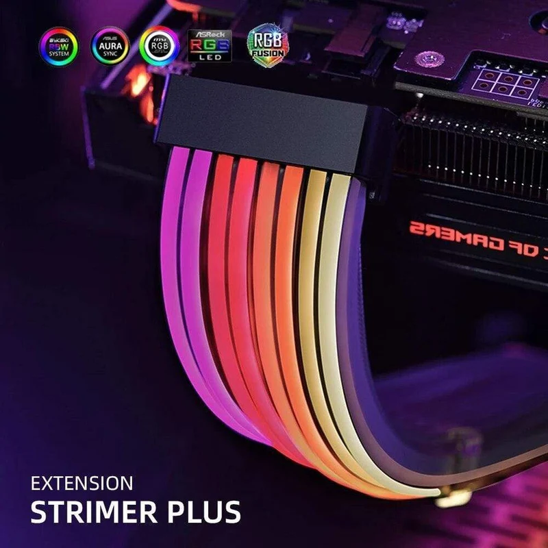 Strimer Plus RGB-Motherboard-Erweiterung ATX 24PIN, GPU-Erweiterung Doppel- / Dreifach 8PIN LIANLI Generation 2 Kabel-PC-Dekoration