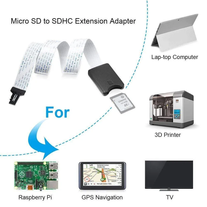 Micro SD zu SD Kartenverlängerungskabel TF zu Micro SD Kartenleser Flexibler Extender Adapter für Auto GPS 3D Drucker TV DVD