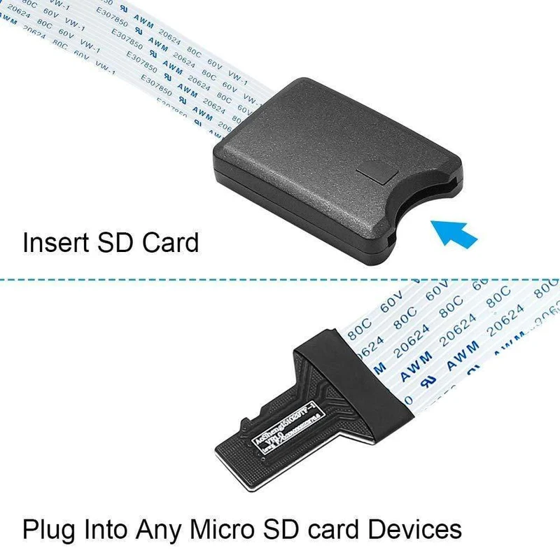 Micro SD zu SD Kartenverlängerungskabel TF zu Micro SD Kartenleser Flexibler Extender Adapter für Auto GPS 3D Drucker TV DVD