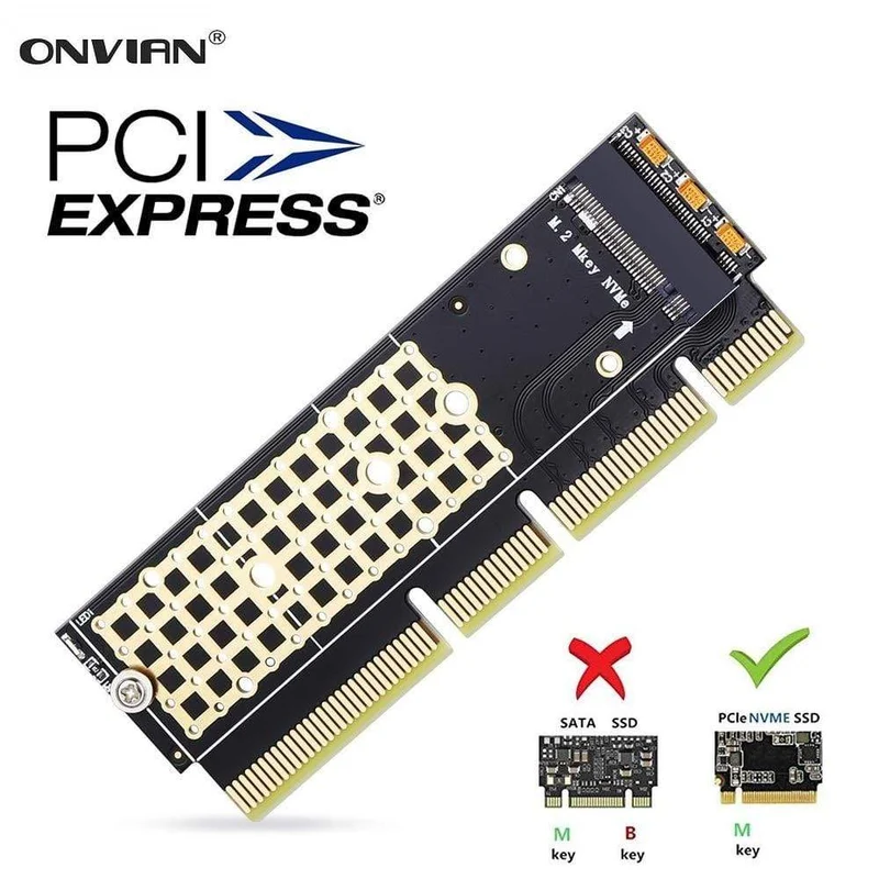 M.2 NVMe-Adapter SSD auf PCIe-Karte M2 Key M-Treiber mit Silikon-Kühlpad Festplattenadapter-Unterstützung PCIe x4x8x16-Steckplatz