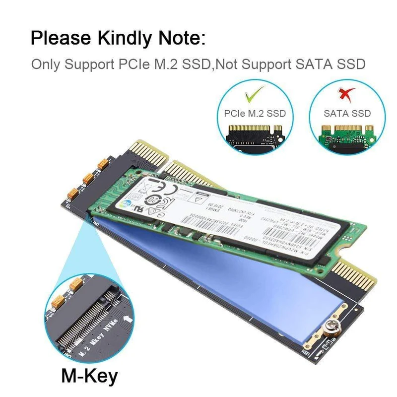M.2 NVMe-Adapter SSD auf PCIe-Karte M2 Key M-Treiber mit Silikon-Kühlpad Festplattenadapter-Unterstützung PCIe x4x8x16-Steckplatz