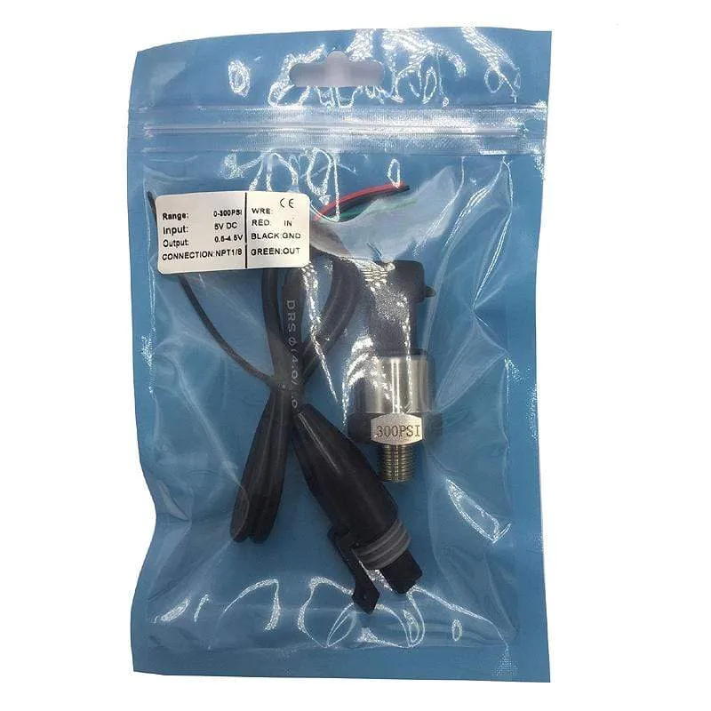 DC 5V 1/8NPT Druckwandler Sender Sensor Edelstahl Öl Luft Wasser 30/100/150/200/300/500/1000/1600 psi