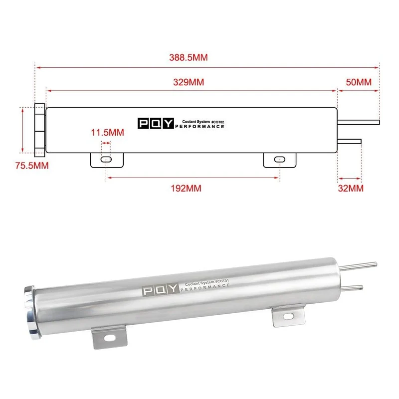 2 "x 13" Edelstahl Kühler Überlauf Tank Flasche Catch Can Auto Modifikation Kühler Kühlung Zubehör VR-COT01