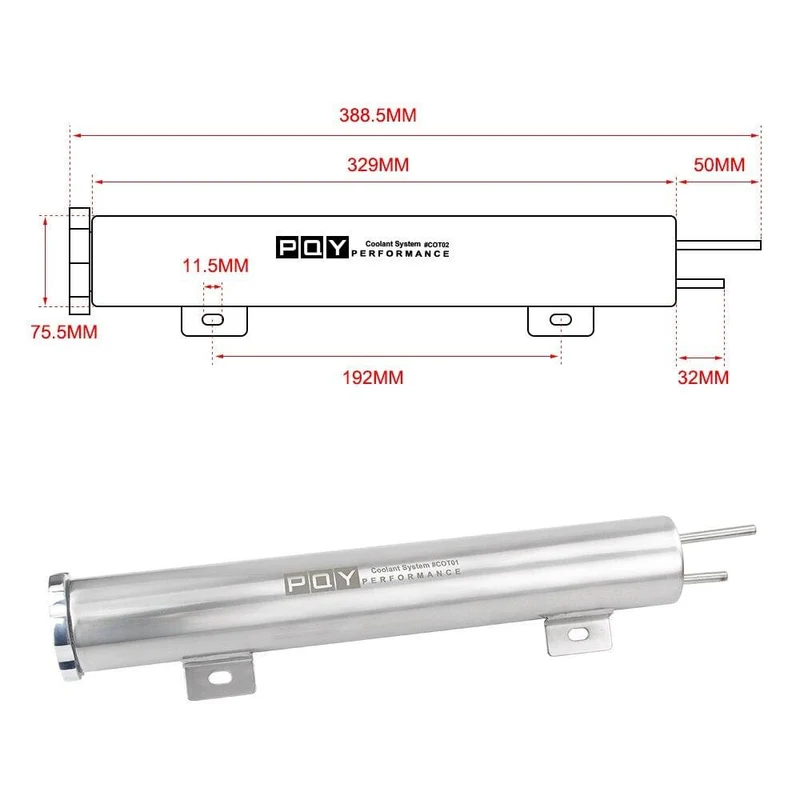 2 "x 13" Edelstahl Kühler Überlauf Tank Flasche Catch Can Auto Modifikation Kühler Kühlung Zubehör VR-COT01