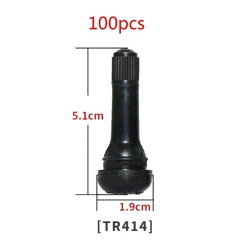 100 Stück TR414/TR413/TR412 Gummireifen-Ventilkappen für Auto, LKW, schlauchloser Reifen, Ventilschaftabdeckung, Zinklegierung, Gummireifen-Stielkappen