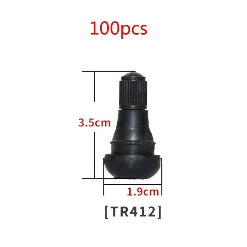 100 Stück TR414/TR413/TR412 Gummireifen-Ventilkappen für Auto, LKW, schlauchloser Reifen, Ventilschaftabdeckung, Zinklegierung, Gummireifen-Stielkappen
