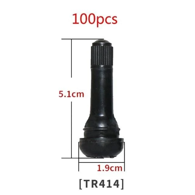 100 Stück TR414/TR413/TR412 Gummireifen-Ventilkappen für Auto, LKW, schlauchloser Reifen, Ventilschaftabdeckung, Zinklegierung, Gummireifen-Stielkappen