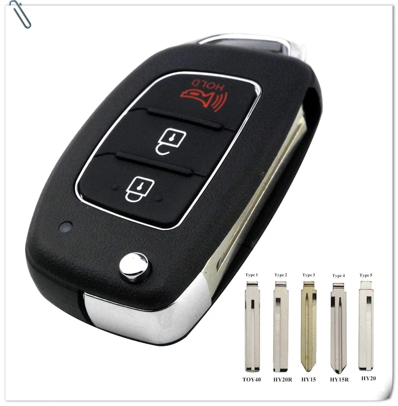3 Tasten Fernbedienung Autoschlüsseletui für Hyundai HB20 IX35 I45 SANTA FE Accent I40 I20 HY15/HY20/TOY40 Uncut Blade Fob Shell