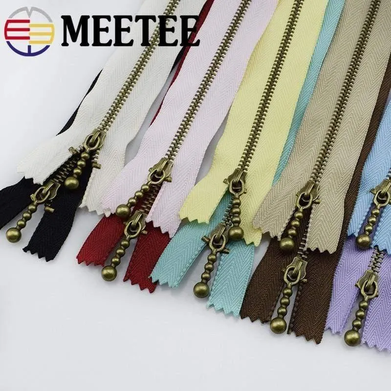 10pc Meetee Metal Reißverschlüsse 15/20/30 / 40cm 3 # Close-End Zip Bronze Für DIY Nähtaschen Jeans Schuhe Kleidung Schneider Handwerk Zubehör