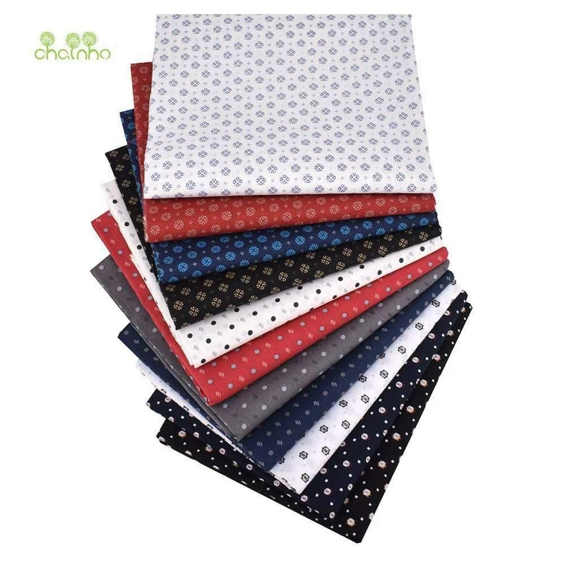 Chainho, geometrische Muster, bedruckter einfarbiger Baumwollstoff, DIY-Quilt- und Nähmaterial aus Popeline für Baby- und Kinderkleider, Hemden und Röcke