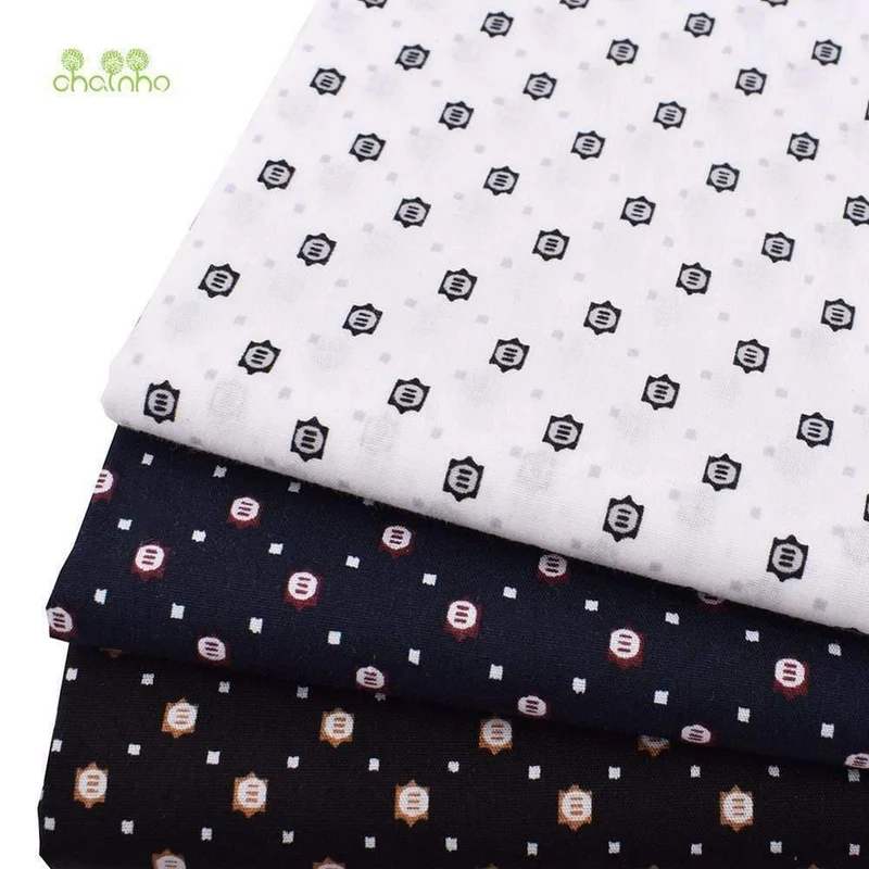 Chainho, geometrische Muster, bedruckter einfarbiger Baumwollstoff, DIY-Quilt- und Nähmaterial aus Popeline für Baby- und Kinderkleider, Hemden und Röcke