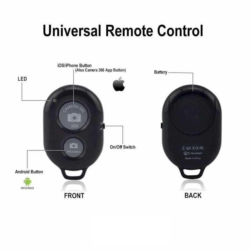Neuer kabelloser Telefonkamera-Verschluss Bluetooth-Fernbedienung für IPhone Android Ermöglicht die Steuerung Ihrer Handykamera (schwarz)