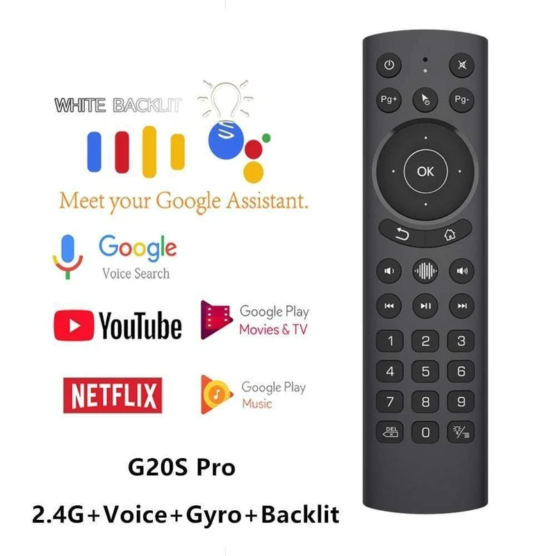 L8STAR G20S Pro Voice Hintergrundbeleuchtetes Smart Air Mouse Gyroskop IR Lernen der Google Assistant-Fernbedienung für X96 MAX + Android TV BOX