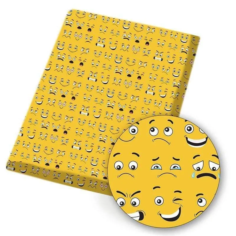 Polyester-Baumwollstoff, Gesichtsausdruck, bedruckter Stoff, Nähen, Heimtextilien, Stoff, Kleidersack, Material, 45 x 145 cm, 80 g/Stück