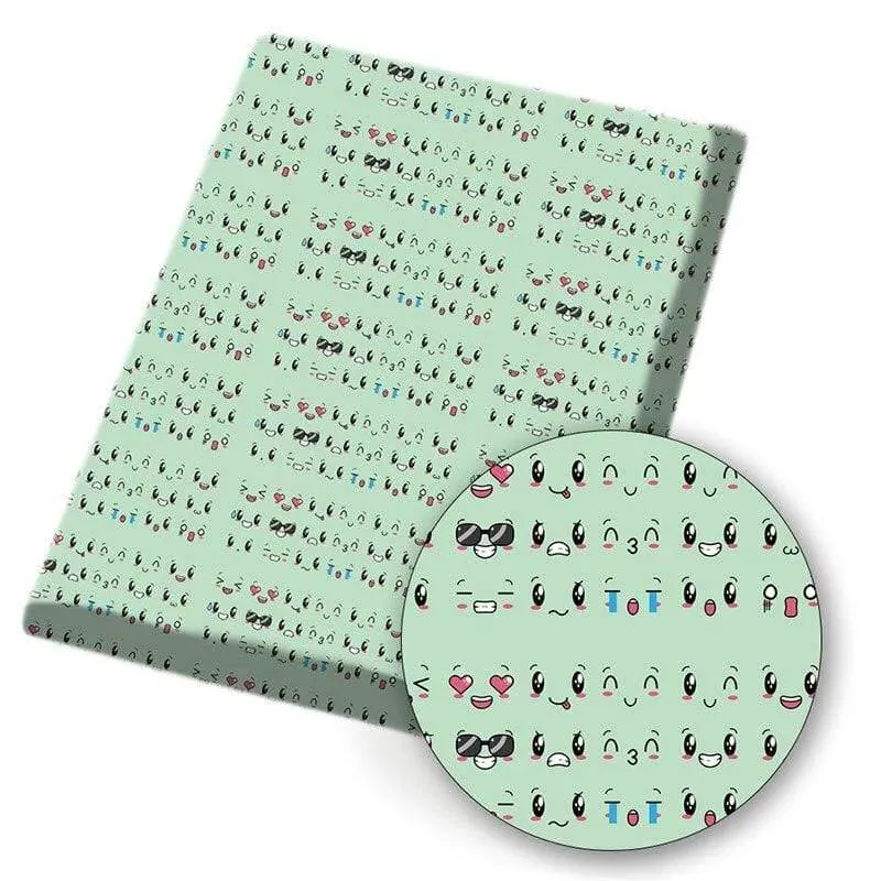 Polyester-Baumwollstoff, Gesichtsausdruck, bedruckter Stoff, Nähen, Heimtextilien, Stoff, Kleidersack, Material, 45 x 145 cm, 80 g/Stück