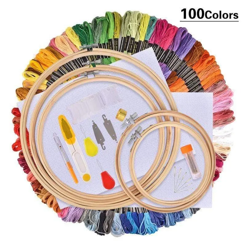 50/100 Farben Stränge Stickstift Nadel Set Faden Stanzen Nähen Strickset Frauen Mutter DIY Nähen Zubehör Mit Pinzette