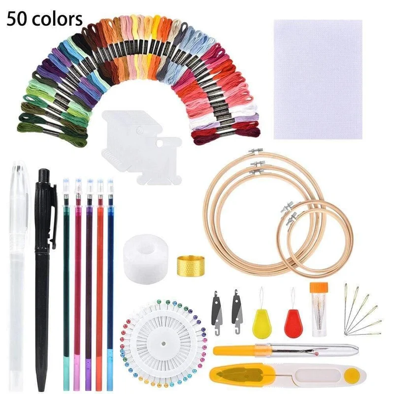 50/100 Farben Stränge Stickstift Nadel Set Faden Stanzen Nähen Strickset Frauen Mutter DIY Nähen Zubehör Mit Pinzette