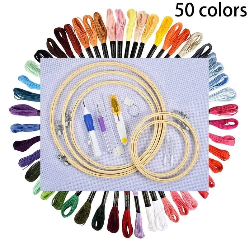 50/100 Farben Stränge Stickstift Nadel Set Faden Stanzen Nähen Strickset Frauen Mutter DIY Nähen Zubehör Mit Pinzette