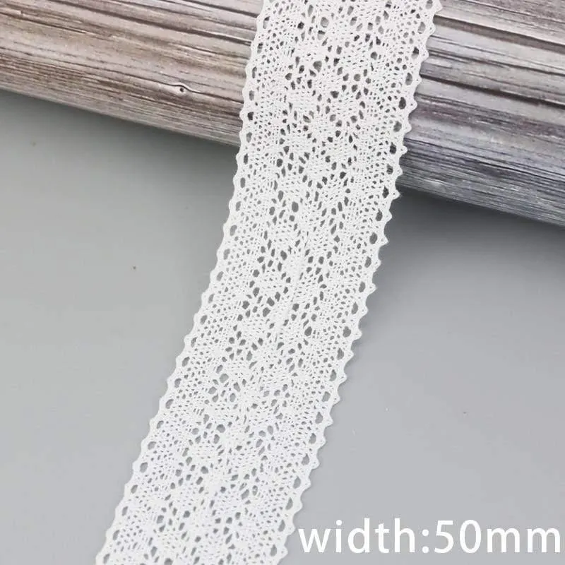 (5 Meter/Rolle) Weiße Baumwolle bestickte Spitzennetzbänder Stoffbesatz DIY Nähen handgefertigte Bastelmaterialien