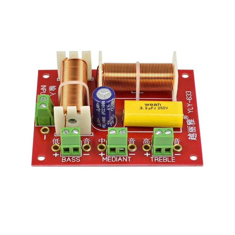 2pcs 200W 3-Wege-Audio-Lautsprecher Crossover Höhen + Mitteltöner + Bass Unabhängige Crossover-Lautsprecher Filter Frequenzteiler