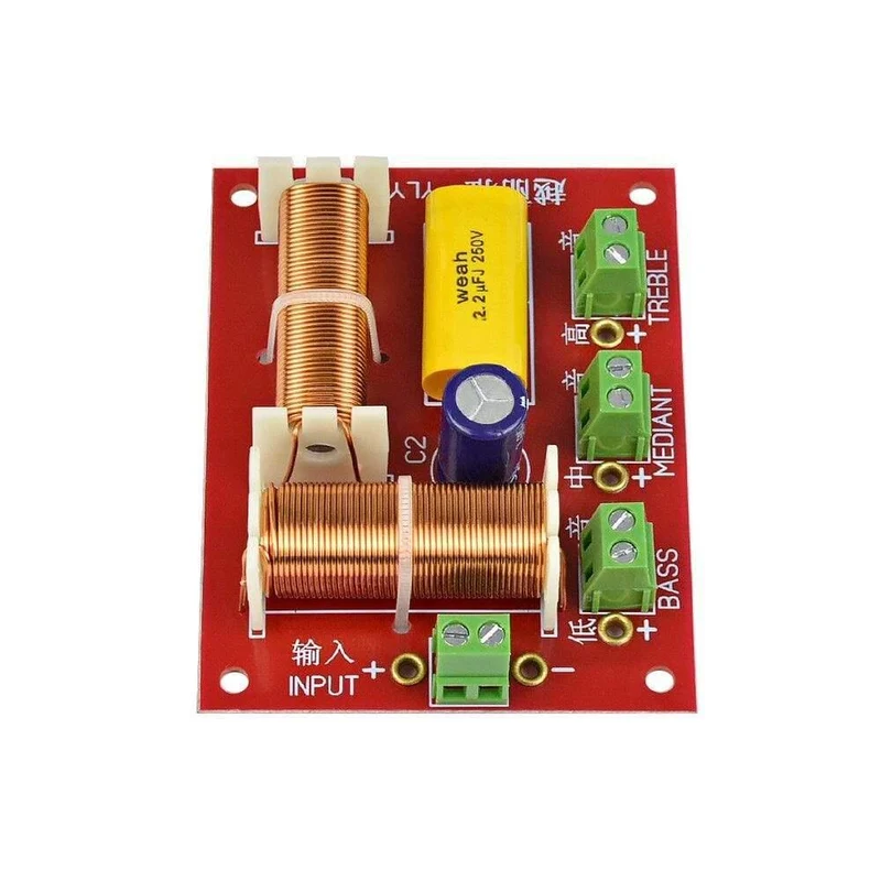 2pcs 200W 3-Wege-Audio-Lautsprecher Crossover Höhen + Mitteltöner + Bass Unabhängige Crossover-Lautsprecher Filter Frequenzteiler