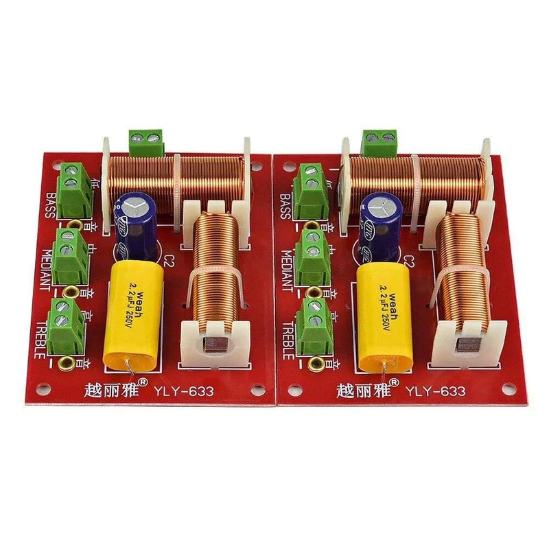 2pcs 200W 3-Wege-Audio-Lautsprecher Crossover Höhen + Mitteltöner + Bass Unabhängige Crossover-Lautsprecher Filter Frequenzteiler