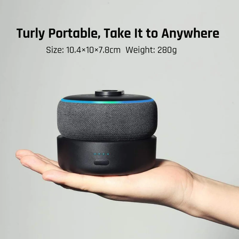 GGMM D3 + Batteriefach für Amazon Alexa Echo Dot Alexa-Lautsprecher der 3. Generation 10000mAh Batterieladung für Echo Dot 3 16H Spielzeit