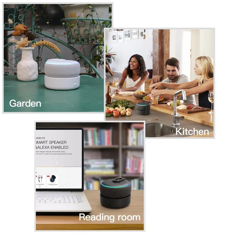GGMM D3 + Batteriefach für Amazon Alexa Echo Dot Alexa-Lautsprecher der 3. Generation 10000mAh Batterieladung für Echo Dot 3 16H Spielzeit