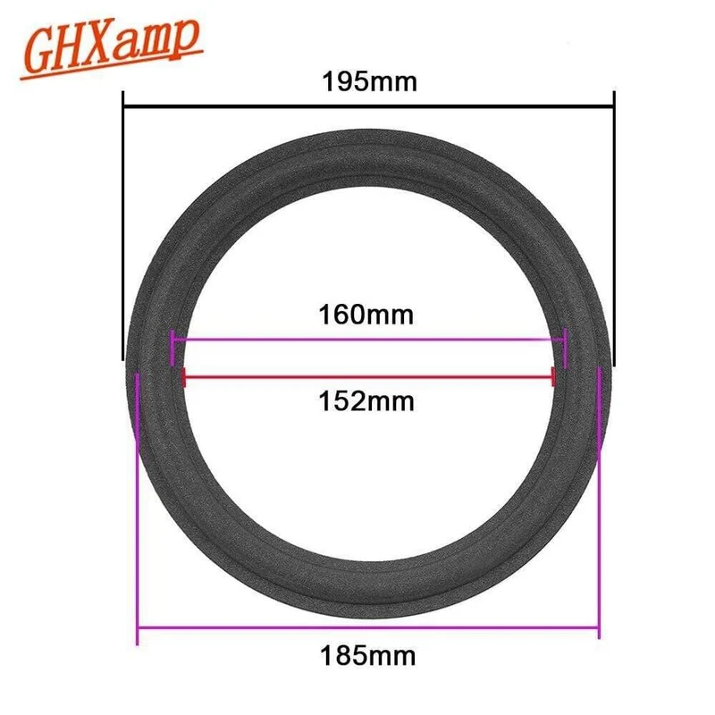 Ghxamp 8-Zoll-Lautsprecheraufhängung Schaumstoff Surround-Seite 195 mm Woofer-Lautsprecher Reparaturteile für A608 A0108A 2PCS