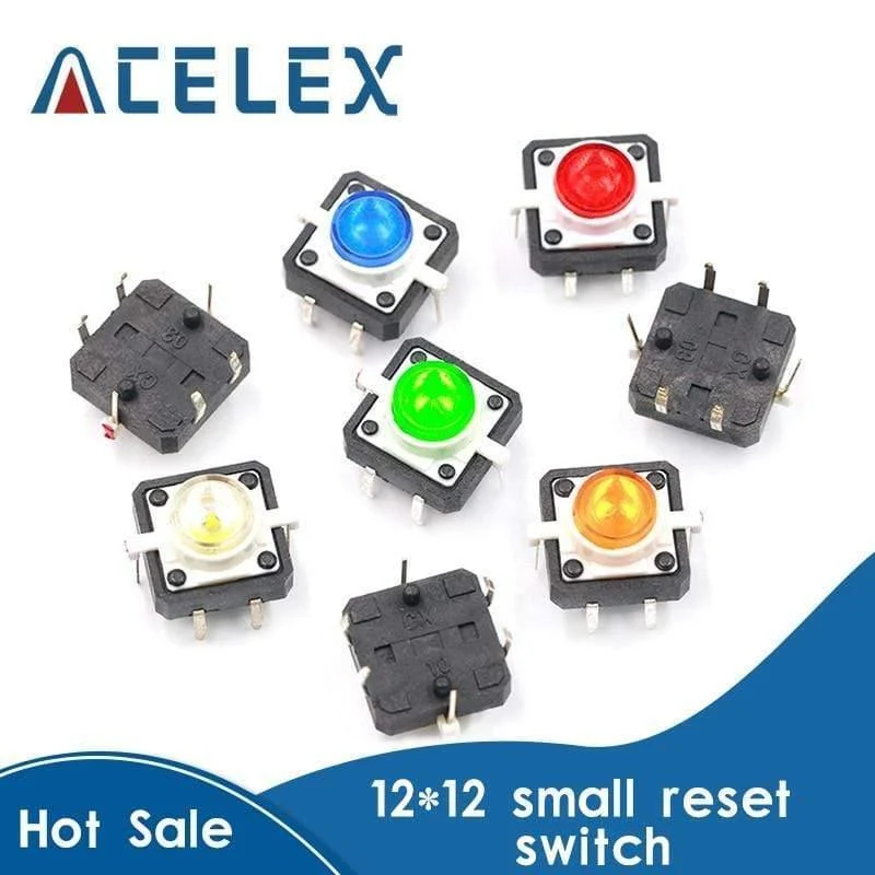 5 STÜCKE 1 Set 12X12X7.3 Tastbarer Druckschalter Momentant Tact LED 5 Farbe 12X12X7.3mm 12 * 12 * 7.3mm DC12V 50mA