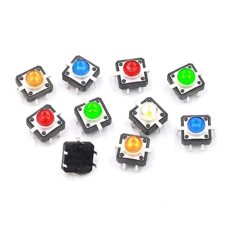 5 STÜCKE 1 Set 12X12X7.3 Tastbarer Druckschalter Momentant Tact LED 5 Farbe 12X12X7.3mm 12 * 12 * 7.3mm DC12V 50mA
